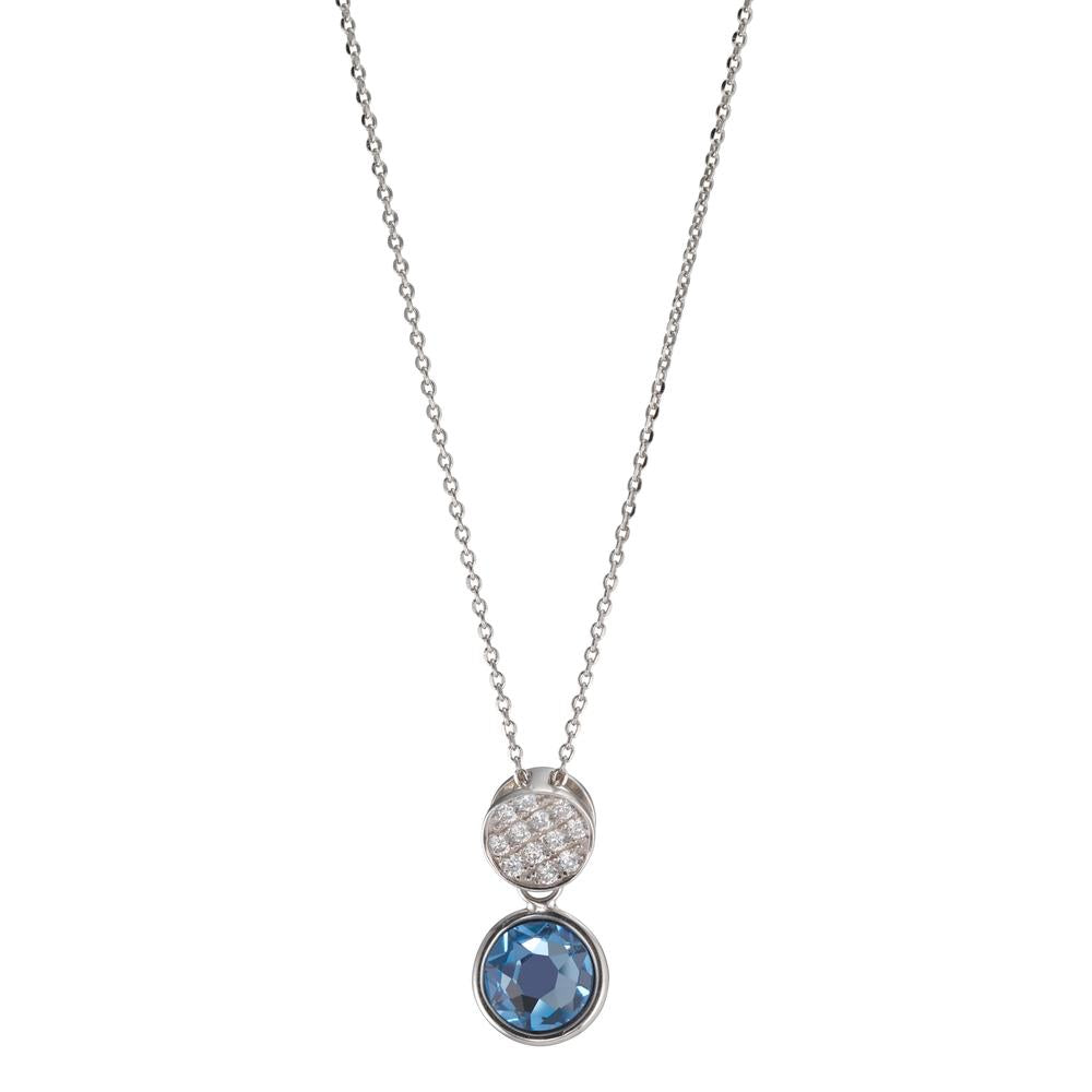 Collier Silber Zirkonia aqua rhodiniert verstellbar