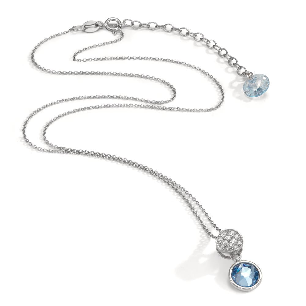 Collier Argent Zircone aqua Rhodié 42-47 cm