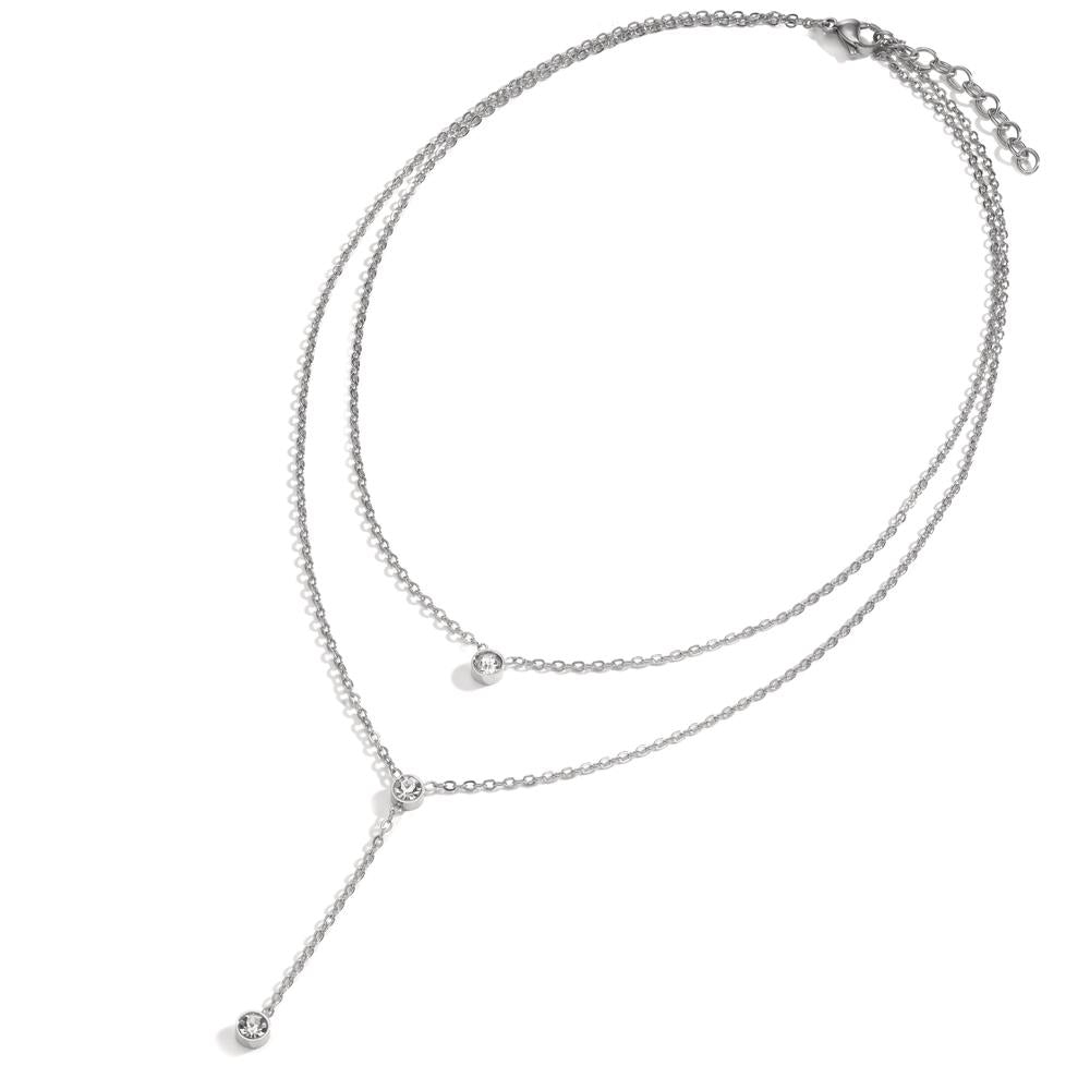 Collier Acier inoxydable Zircone 3 Pierres 42-45 cm