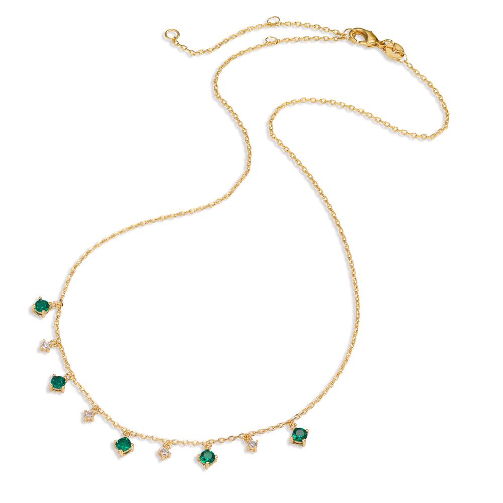 Collana Bronzo Zirconia verde, 9 pietra dorato 38-45 cm