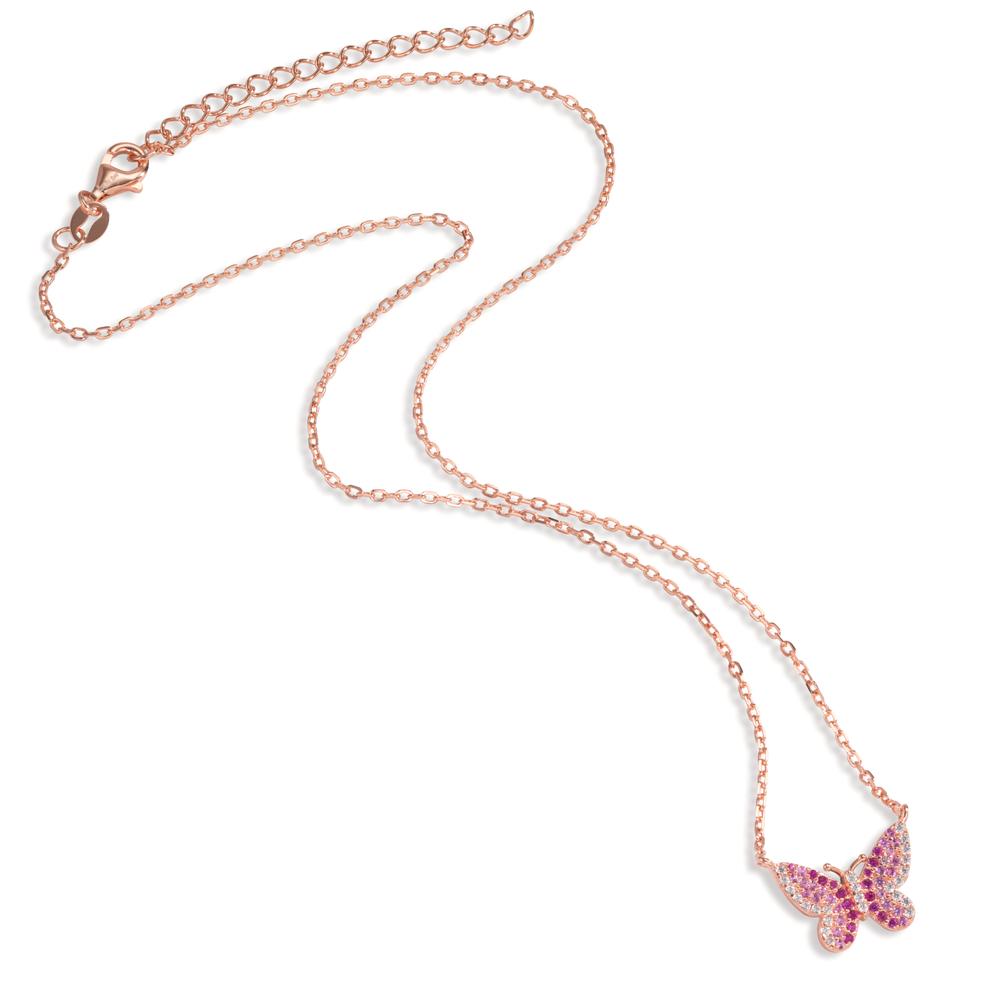 Collier Silber Zirkonia rosé vergoldet Schmetterling verstellbar