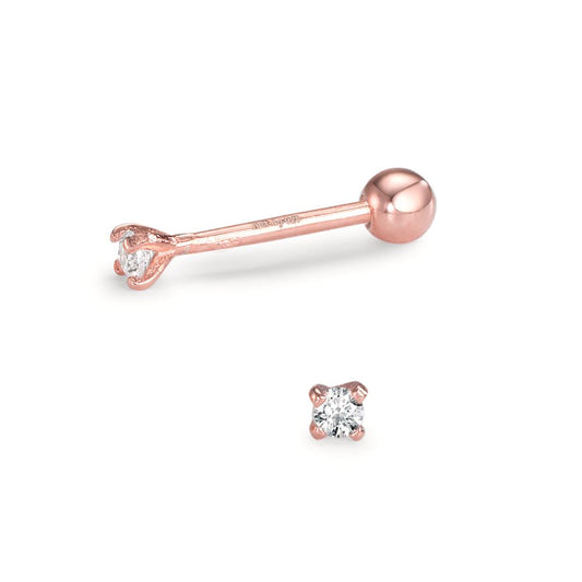 Piercing Silber Zirkonia 2 Steine rosé vergoldet Ø2.2 mm