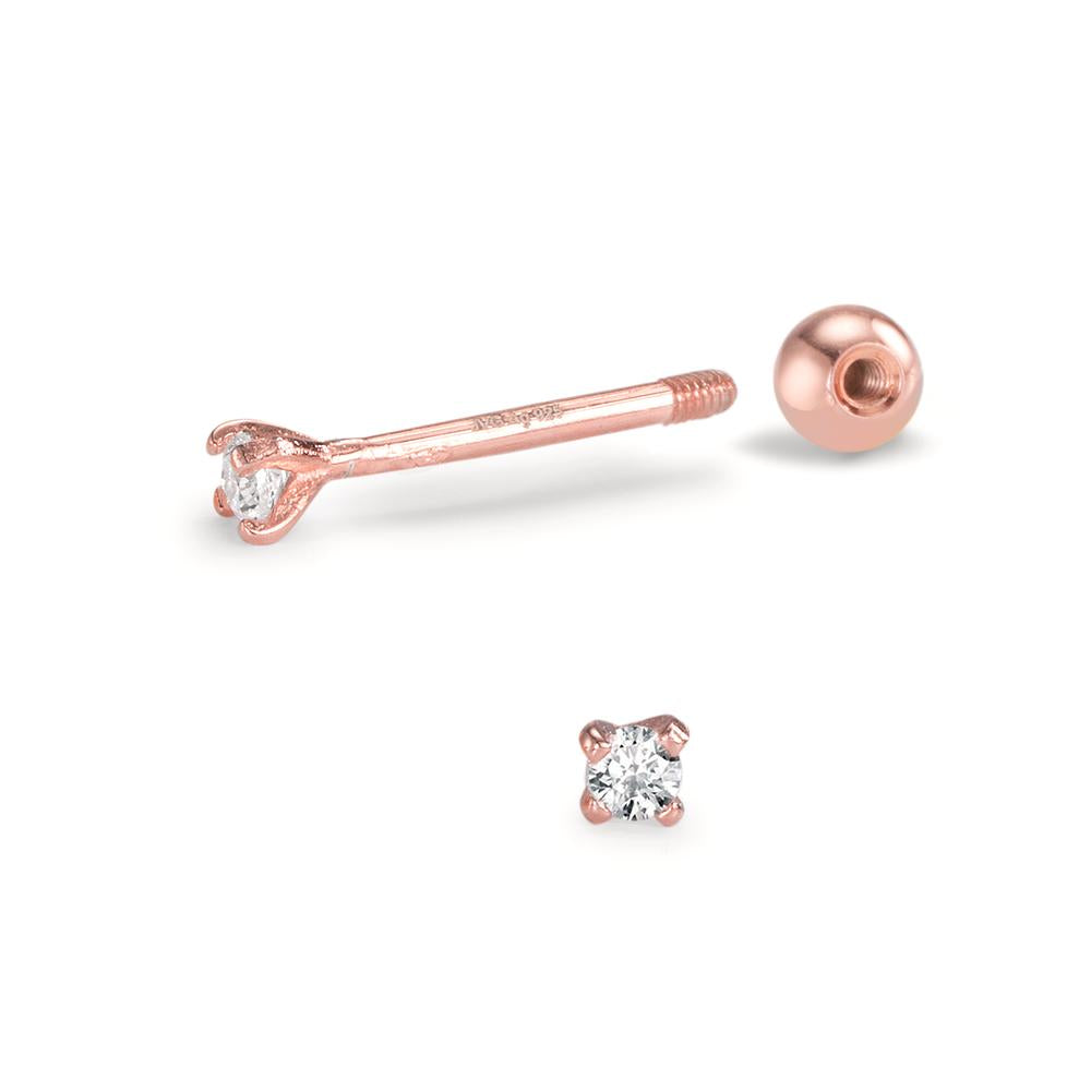 Piercing Argento Zirconia 2 pietra rosa dorato Ø2.2 mm