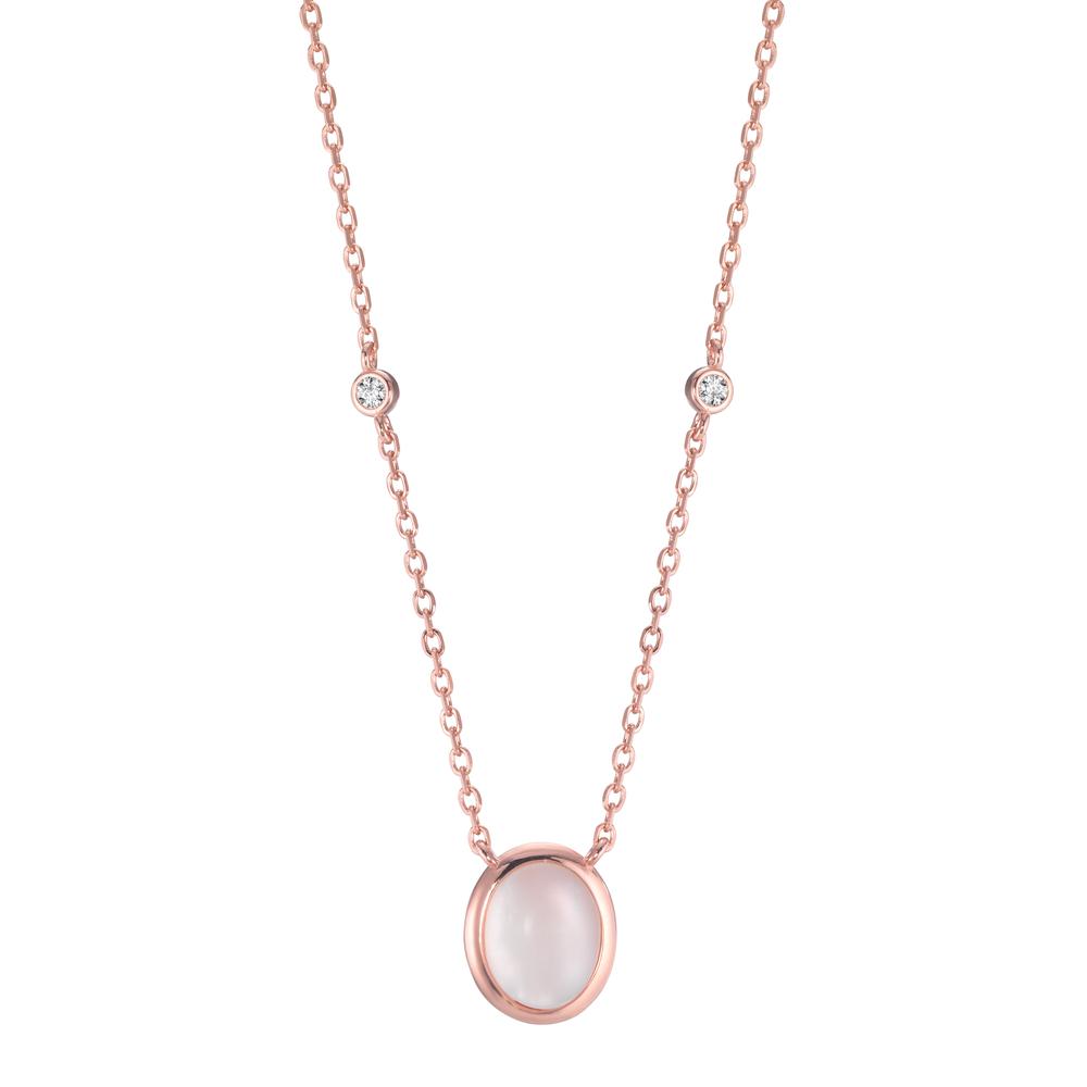 Collier Silber Zirkonia 2 Steine rosé vergoldet Perlmutt verstellbar