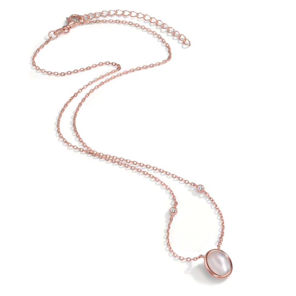 Collana Argento Zirconia 2 pietra rosa dorato Madreperla 40-45 cm