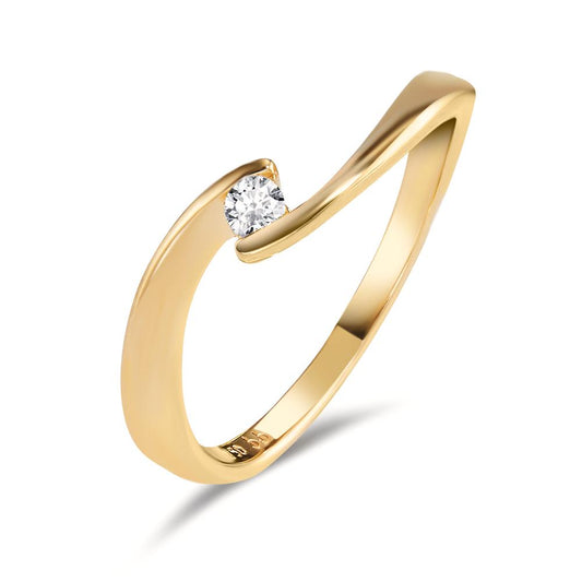 Bague solitaire Or jaune 18K Diamant 0.06 ct, w-si