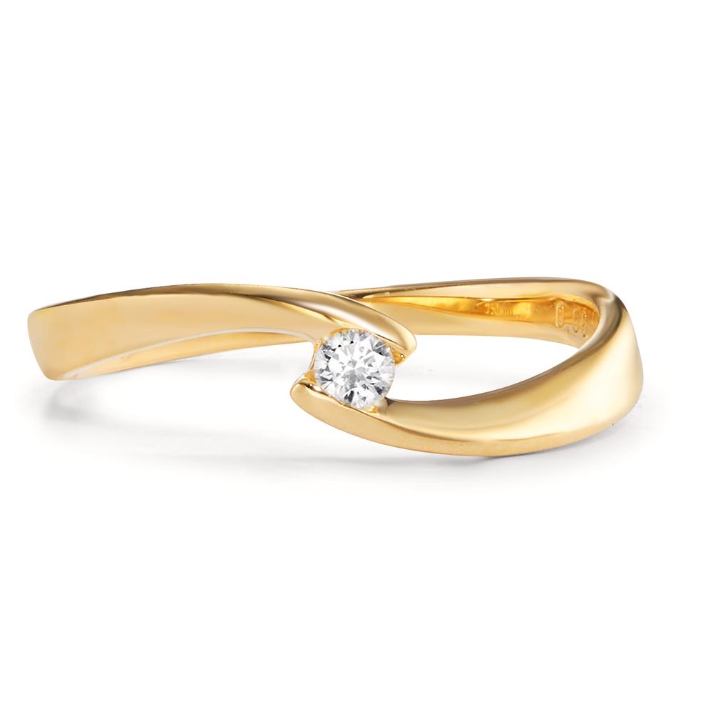 Bague solitaire Or jaune 18K Diamant 0.06 ct, w-si