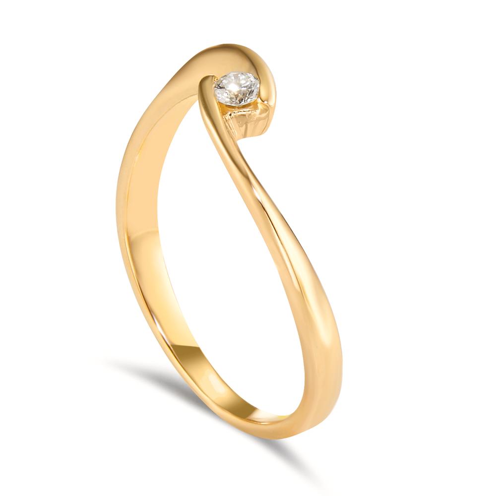 Bague solitaire Or jaune 18K Diamant 0.06 ct, w-si