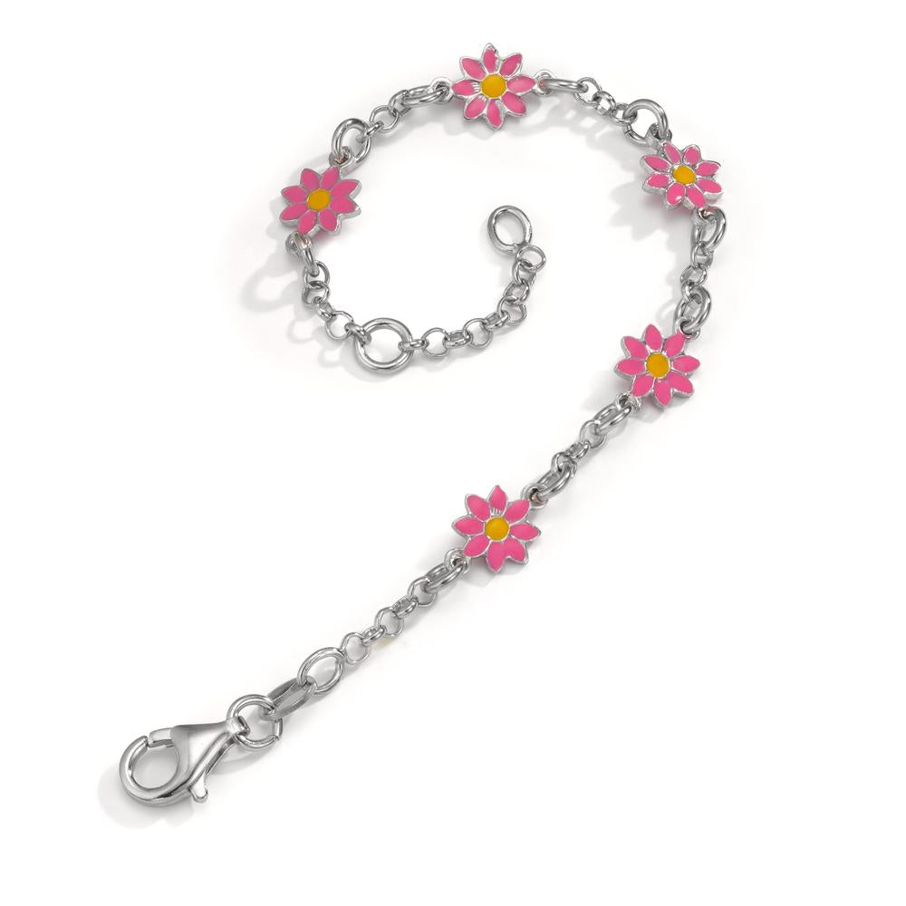 Bracelet Argent Rhodié Fleur 14-16 cm Ø7 mm