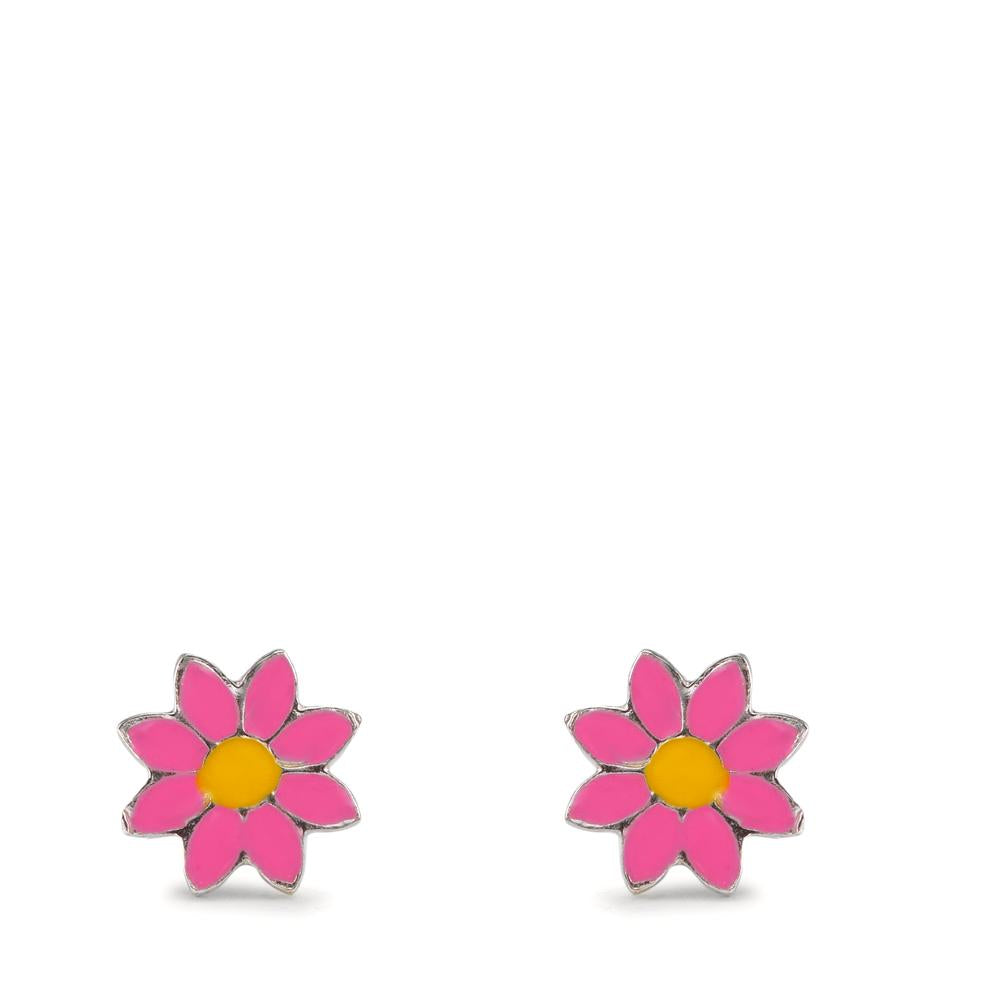 Clous d'oreilles Argent Rhodié Fleur Ø7 mm