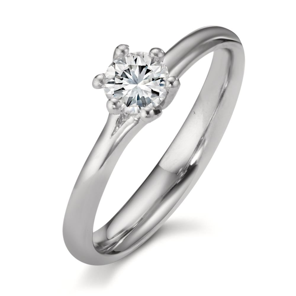 Bague solitaire Platine 950 Diamant 0.40 ct, w-si, GIA