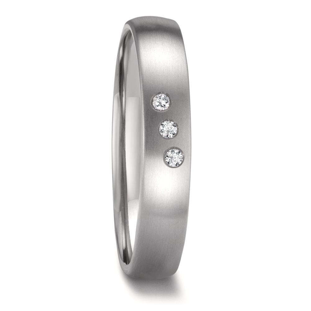 Partnerring Zirkonium Diamant 0.06 ct, 3 Steine, w-si