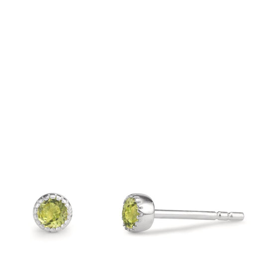 Orecchini a bottone Argento Peridoto 2 pietra Ø4 mm