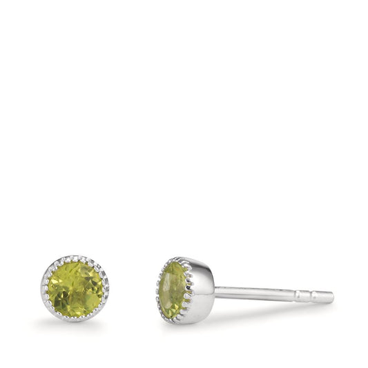 Orecchini a bottone Argento Peridoto 2 pietra Ø4.5 mm