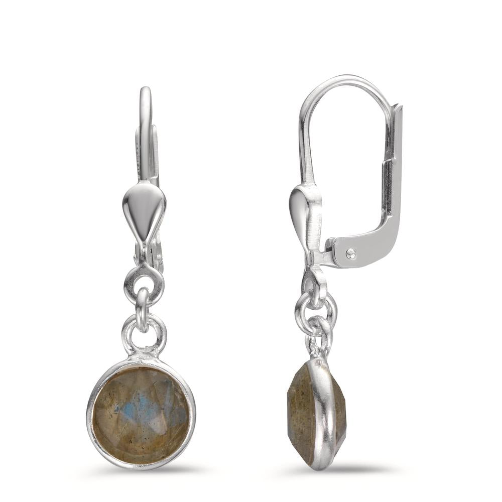 Pendant d'oreilles Argent Labradorite 2 Pierres Ø7 mm