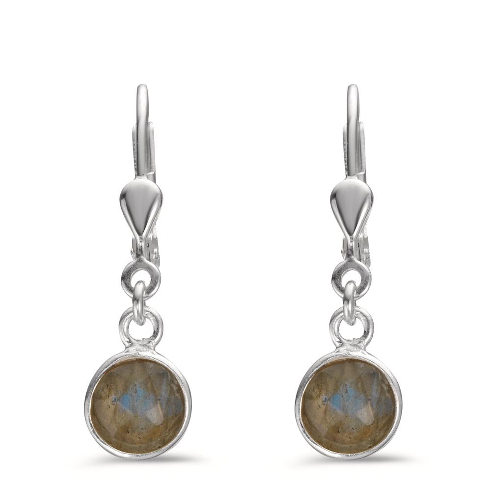 Pendant d'oreilles Argent Labradorite 2 Pierres Ø7 mm