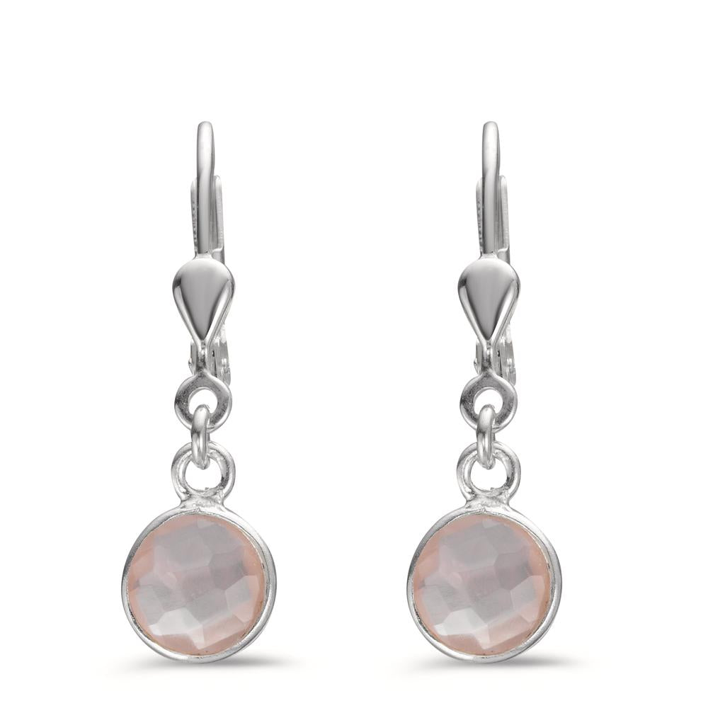 Orecchini Argento Quarzo rosa 2 pietra Ø7 mm