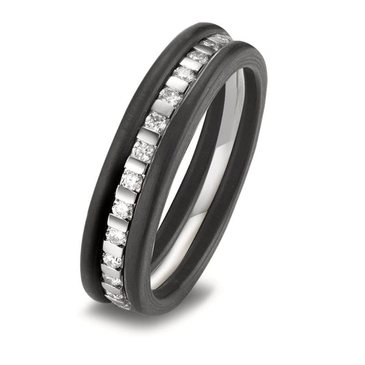 Ringset 950 Platin, Carbon Diamant