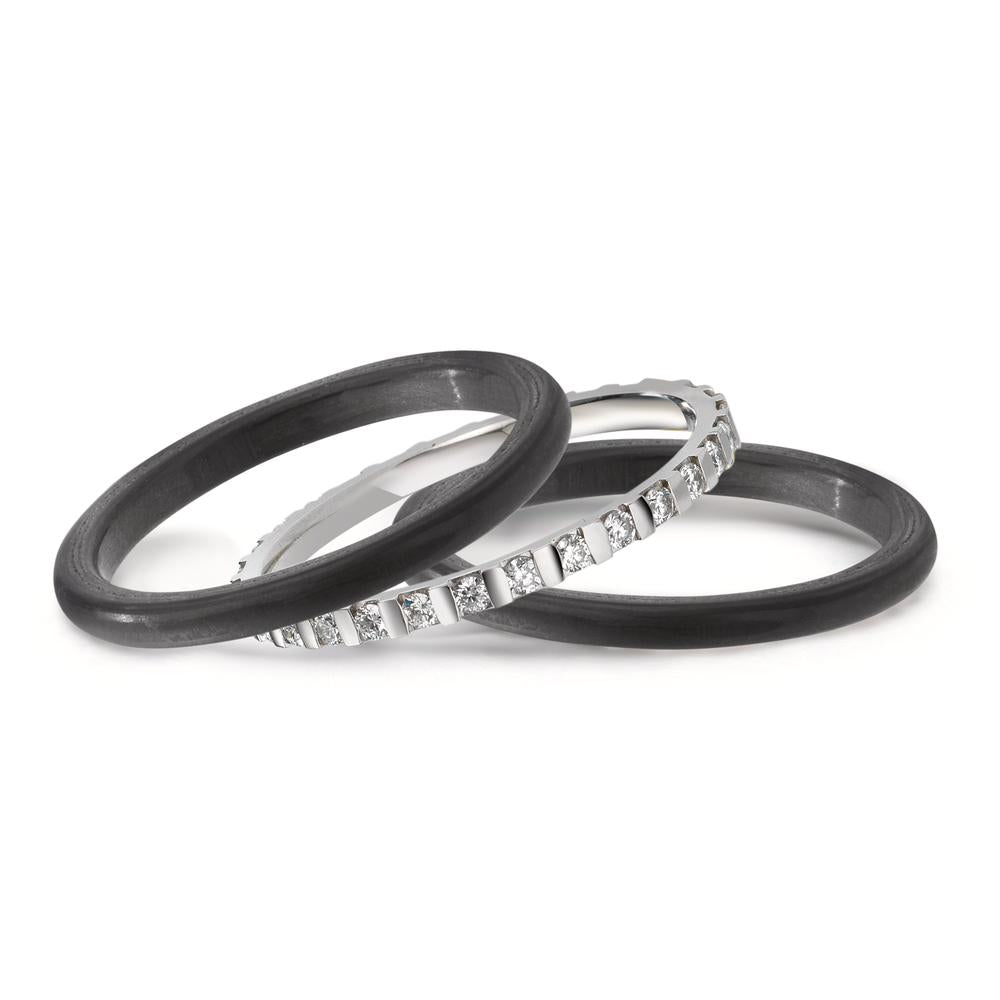 Ringset 950 Platin, Carbon Diamant