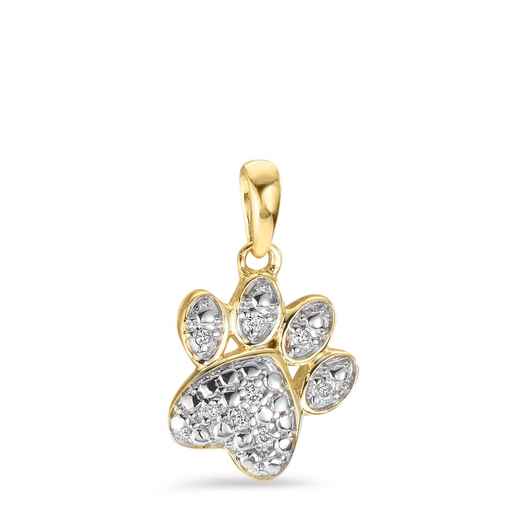 Pendentif Or jaune 9K Diamant 0.02 ct, 8 Pierres, w-si Bicolore Patte Ø9 mm