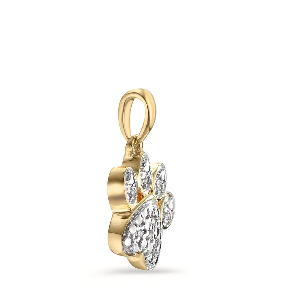 Pendentif Or jaune 9K Diamant 0.02 ct, 8 Pierres, w-si Bicolore Patte Ø9 mm