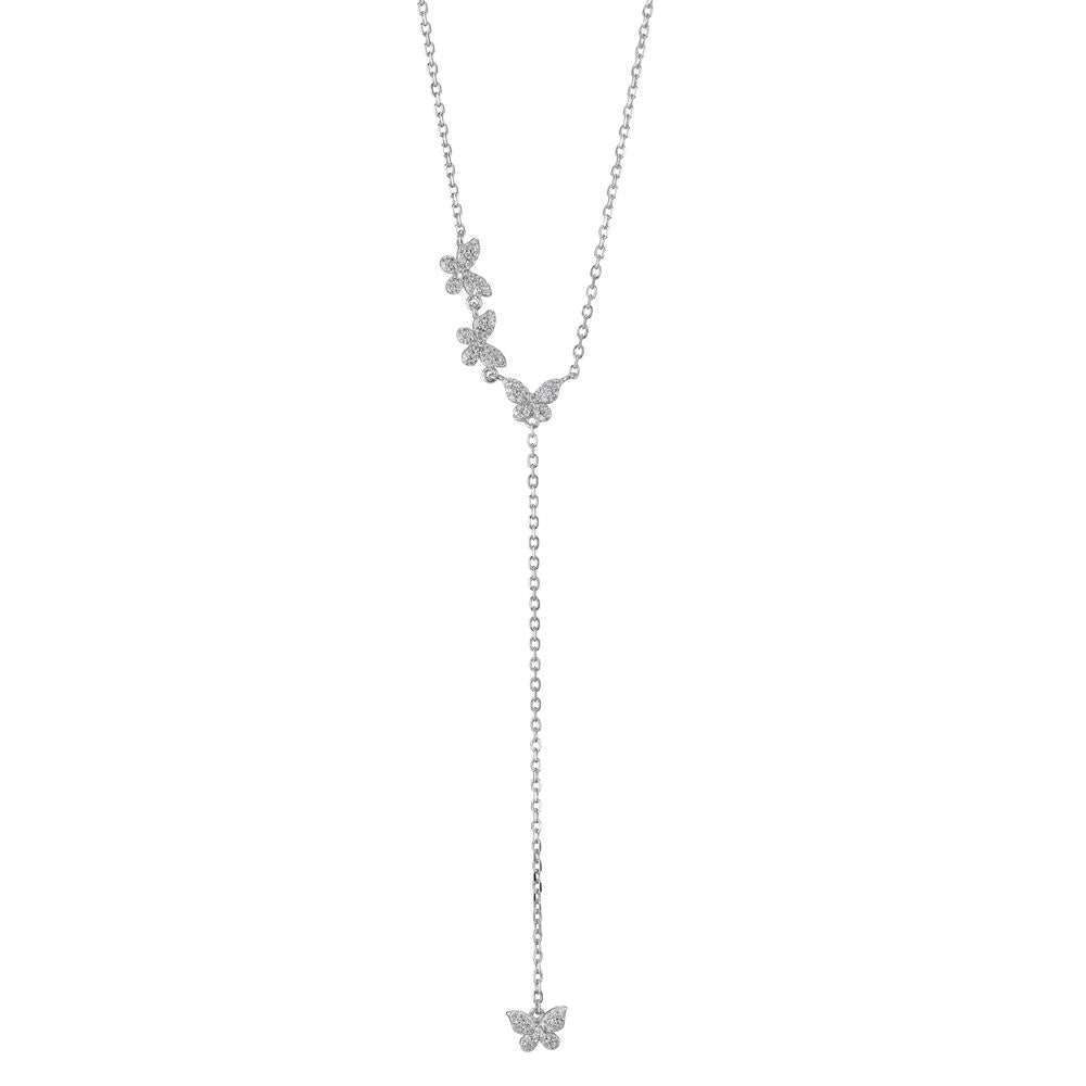 Collier Argent Zircone Rhodié Papillon 40-45 cm