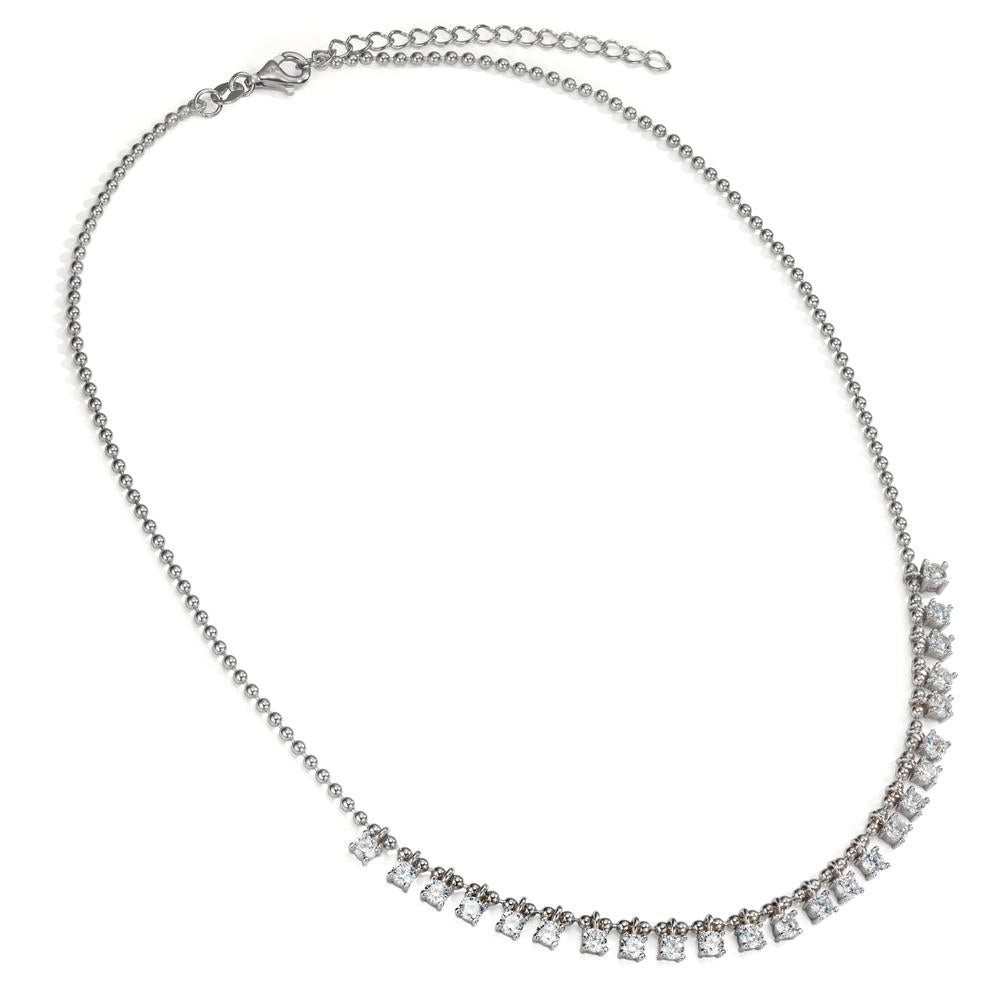 Collier Argent Zircone 24 Pierres Rhodié 37-42 cm