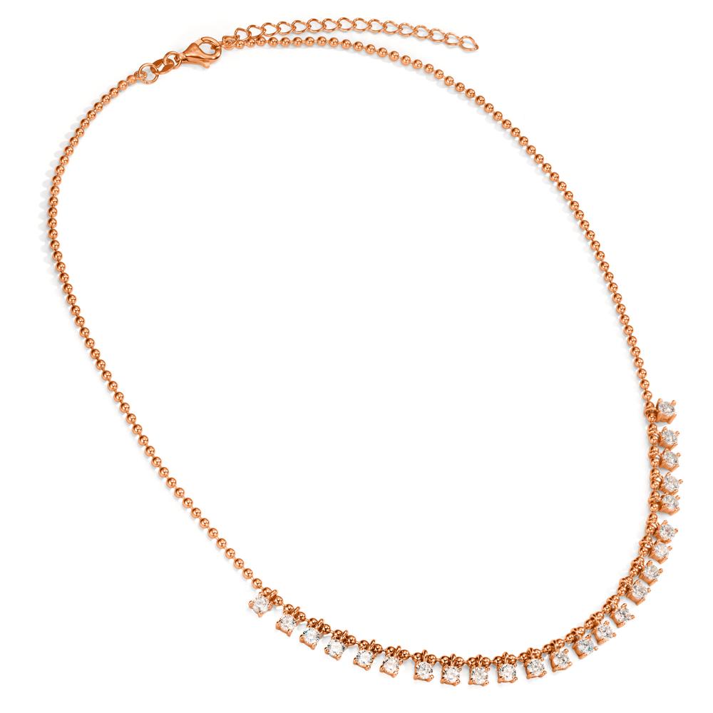 Collier Argent Zircone 24 Pierres rosé Plaqué or 37-42 cm