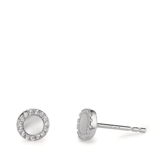 Clous d'oreilles Argent Zircone Rhodié nacre Ø6 mm