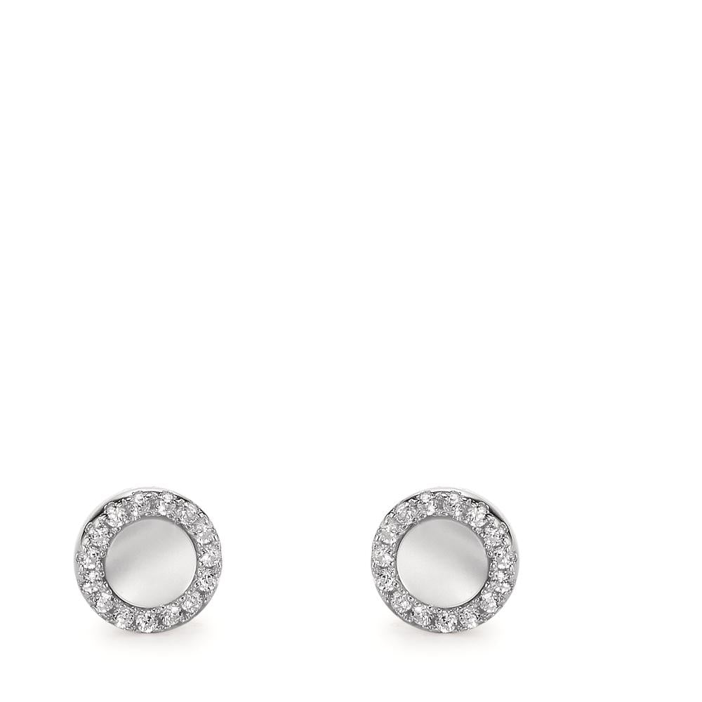 Clous d'oreilles Argent Zircone Rhodié nacre Ø6 mm