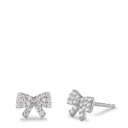 Clous d'oreilles Argent Zircone Rhodié Noeud