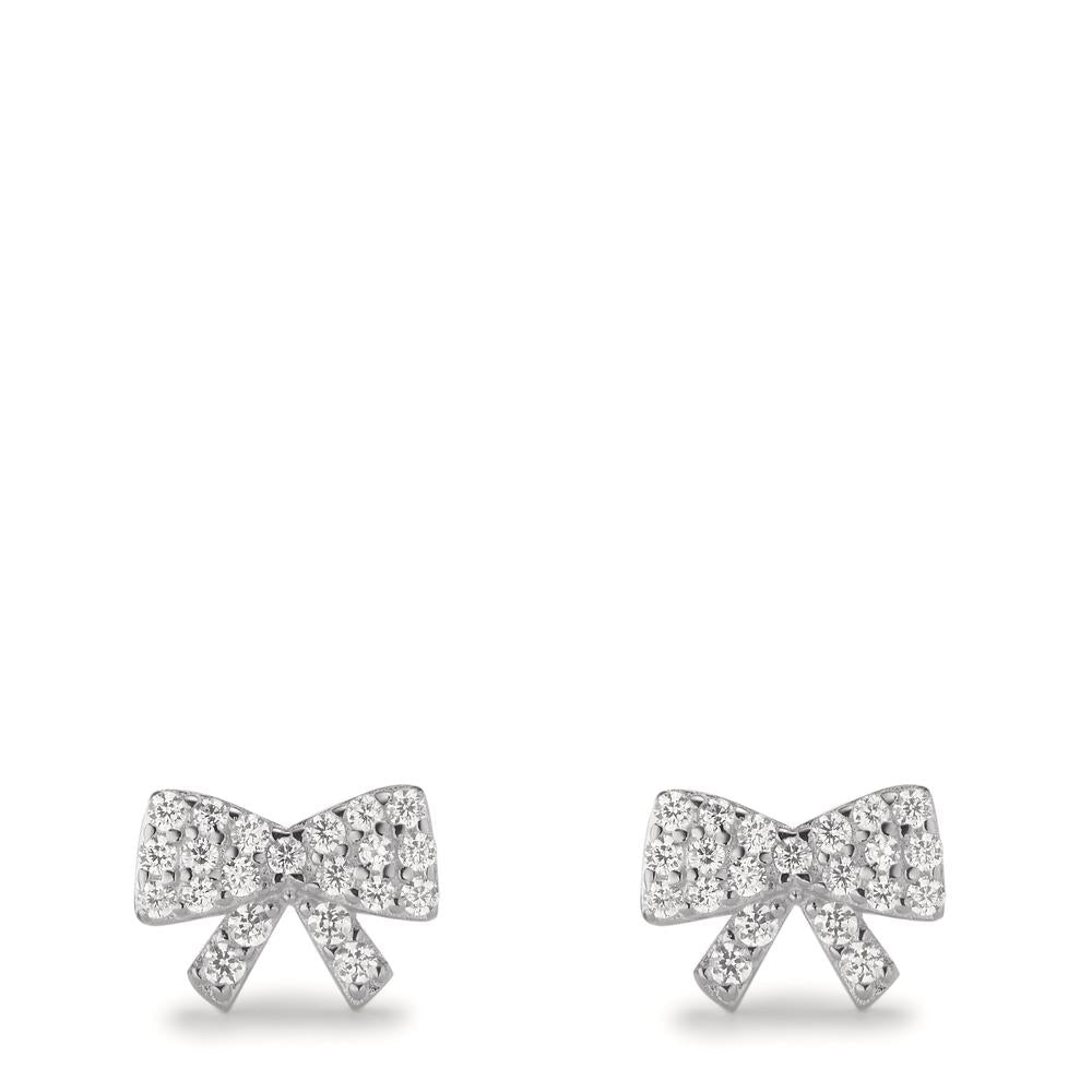 Clous d'oreilles Argent Zircone Rhodié Noeud