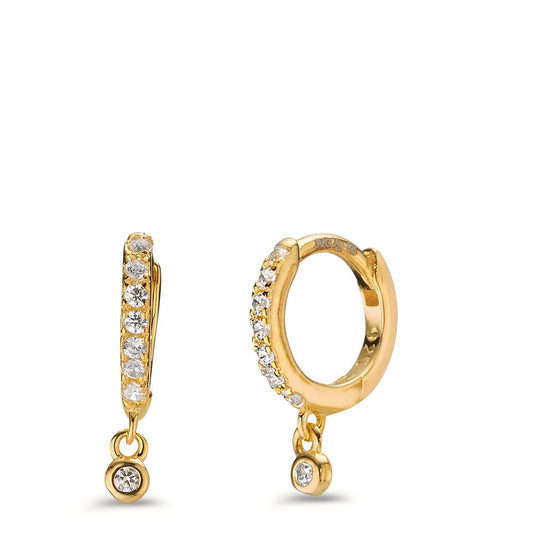 Orecchini circolari Argento Zirconia 16 pietra giallo dorato