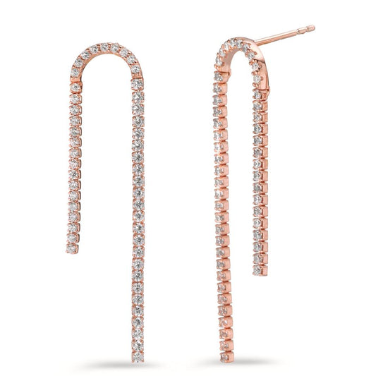 Orecchini Argento Zirconia 100 pietra rosa dorato