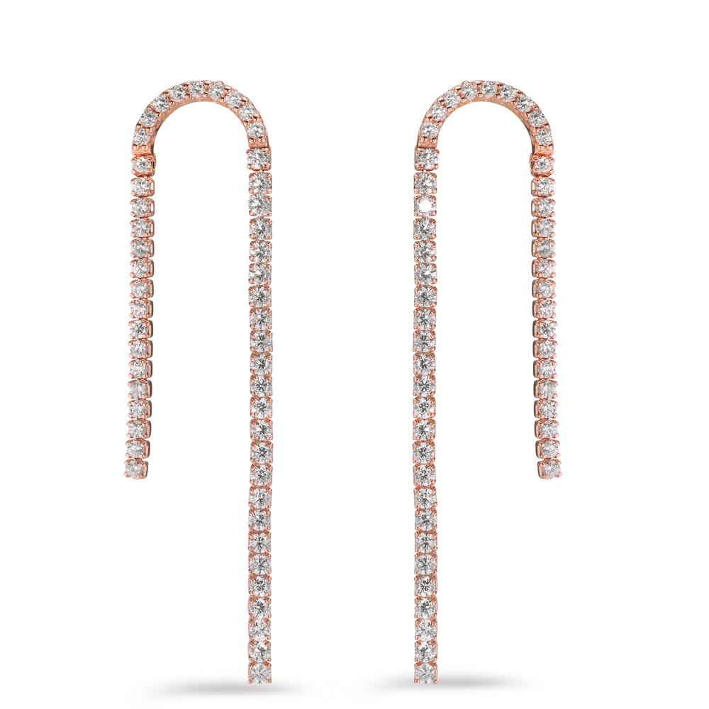 Orecchini Argento Zirconia 100 pietra rosa dorato