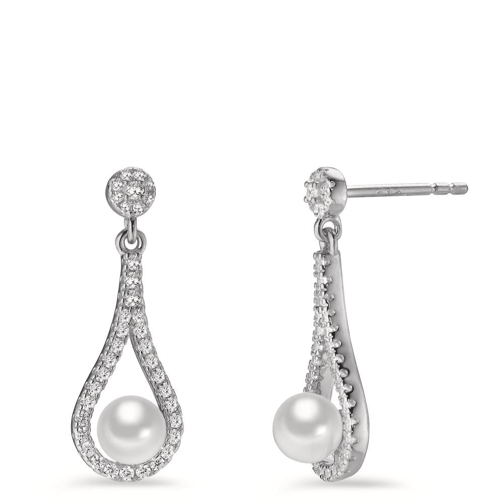 Pendant d'oreilles Argent Zircone Rhodié