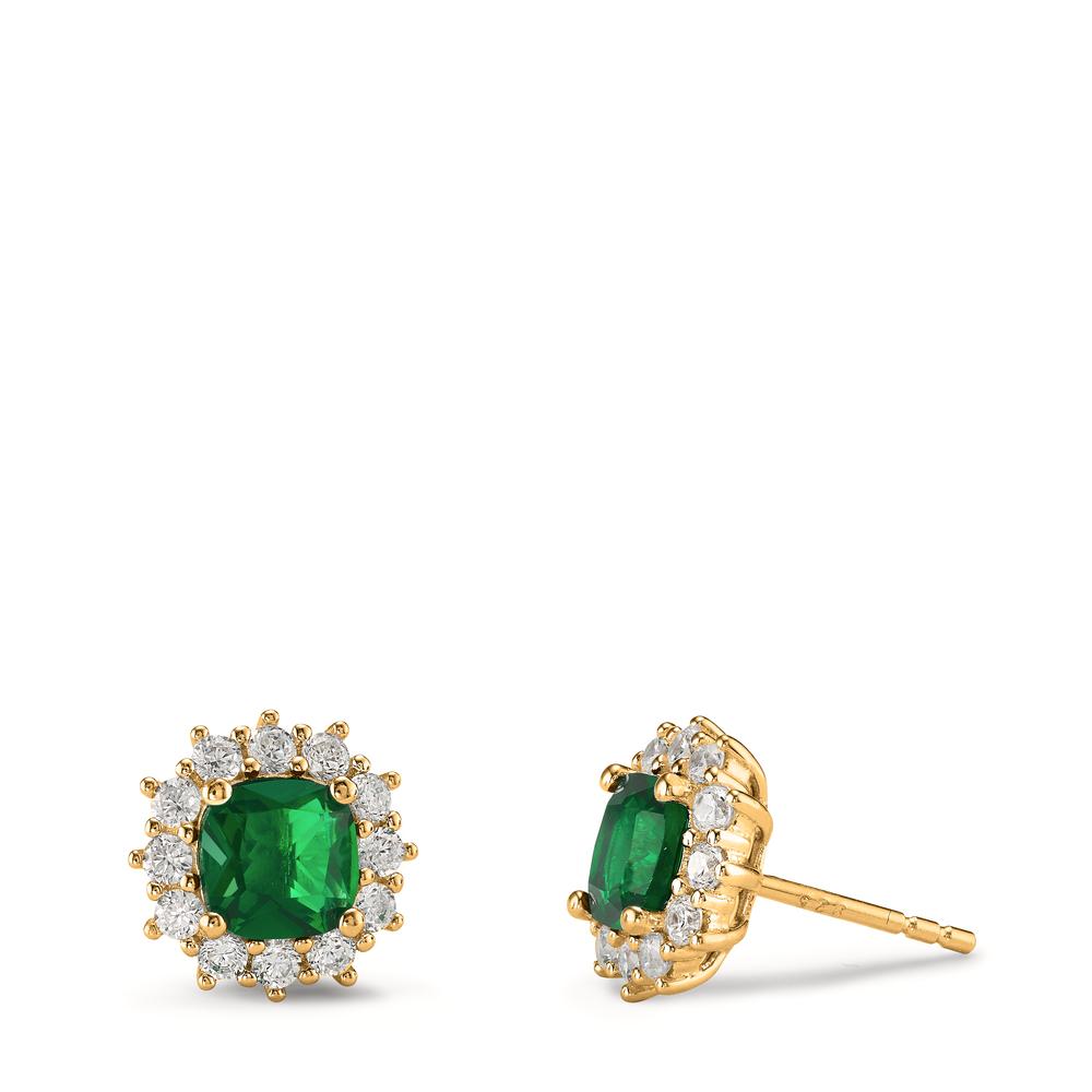 Orecchini a bottone Argento Zirconia verde, 26 pietra giallo dorato Ø10.5 mm