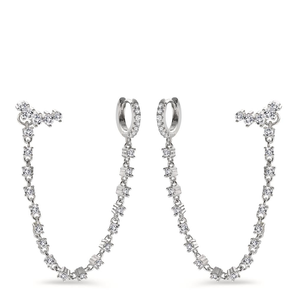 Boucles d'oreilles Argent Zircone blanc Rhodié