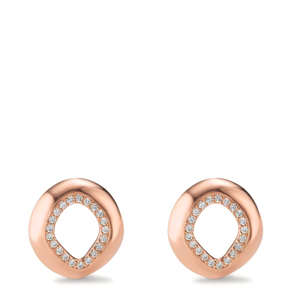 Orecchini a bottone Argento Zirconia rosa dorato Ø12 mm