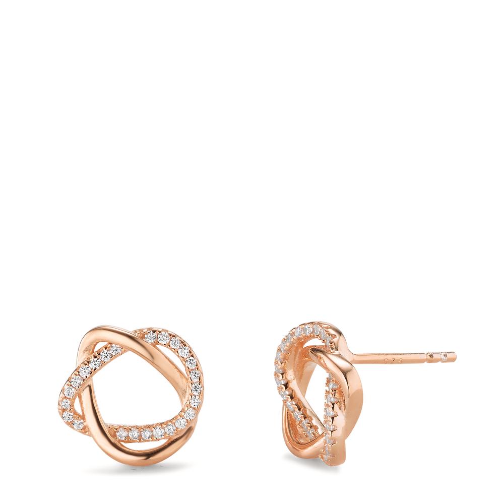 Clous d'oreilles Argent Zircone rosé Plaqué or Ø12 mm