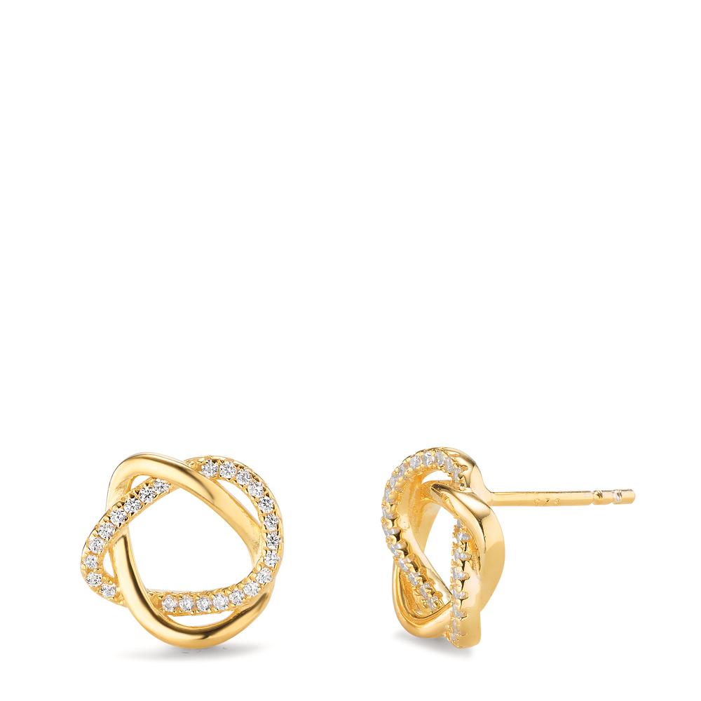 Clous d'oreilles Argent Zircone jaune Plaqué or Ø12 mm