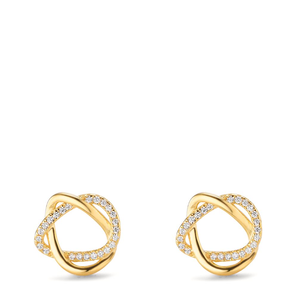 Clous d'oreilles Argent Zircone jaune Plaqué or Ø12 mm