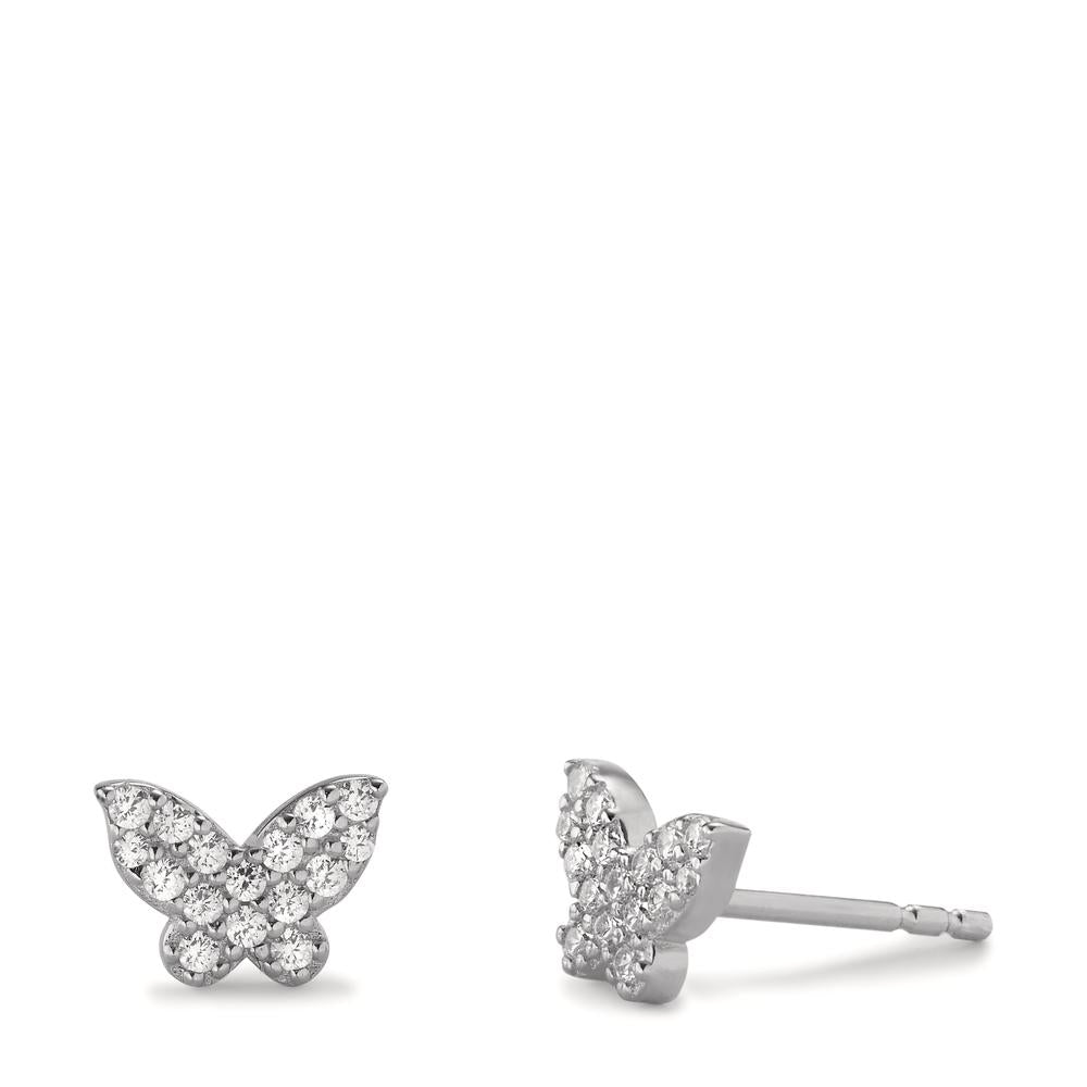 Clous d'oreilles Argent Zircone Rhodié Papillon