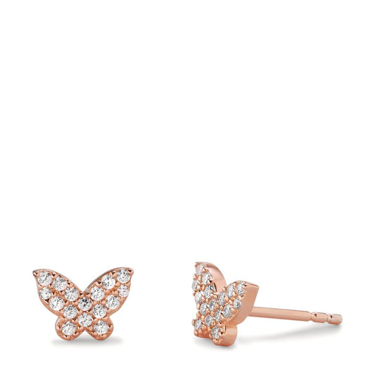 Clous d'oreilles Argent Zircone rosé Plaqué or Papillon