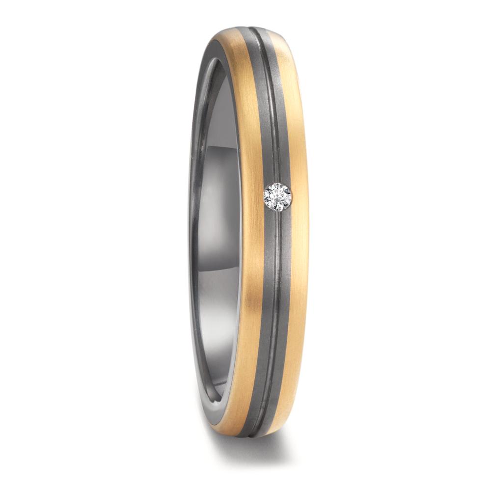 Partnerring 999 Tantal, 750/18 K Gelbgold Diamant 0.02 ct, w-si