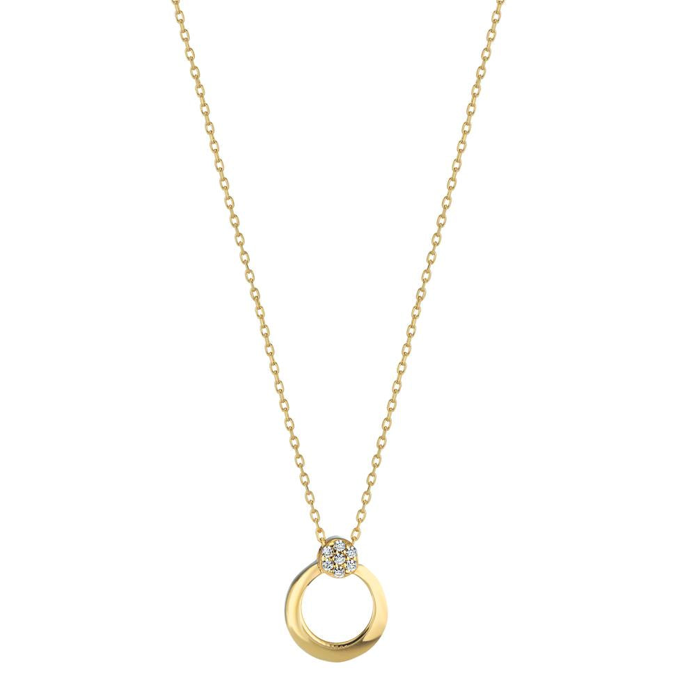 Collier 585/14 K Gelbgold Zirkonia 7 Steine verstellbar Ø9 mm