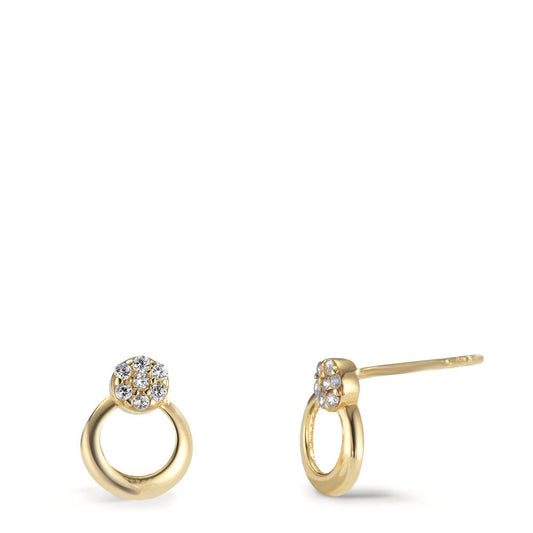 Clous d'oreilles Or jaune 14K Zircone 14 Pierres Ø6.5 mm