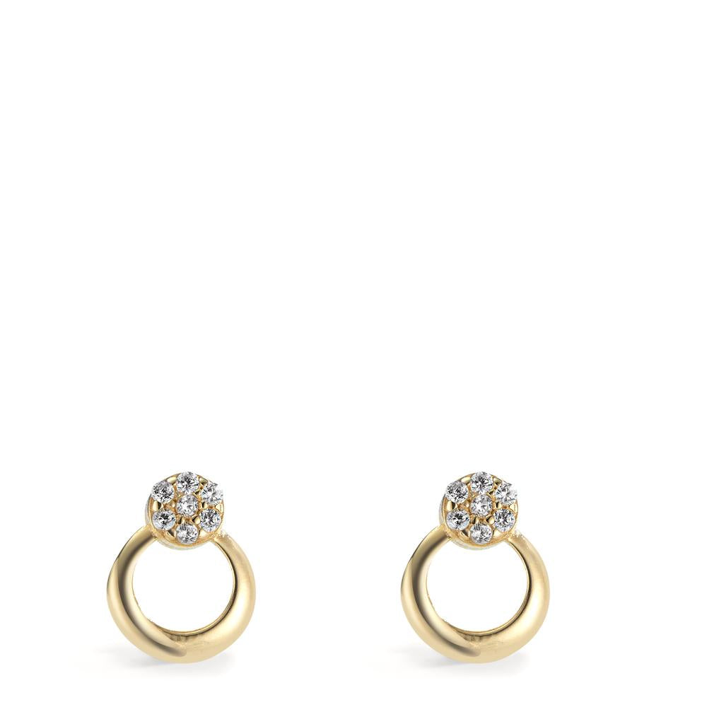 Clous d'oreilles Or jaune 14K Zircone 14 Pierres Ø6.5 mm