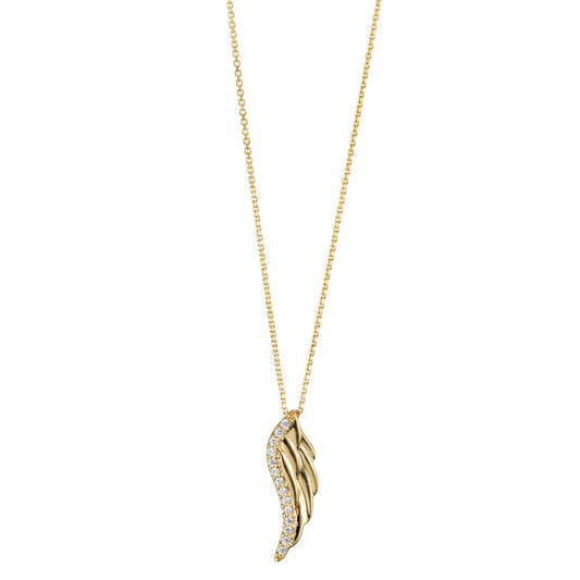 Collier 585/14 K Gelbgold Zirkonia 14 Steine Flügel