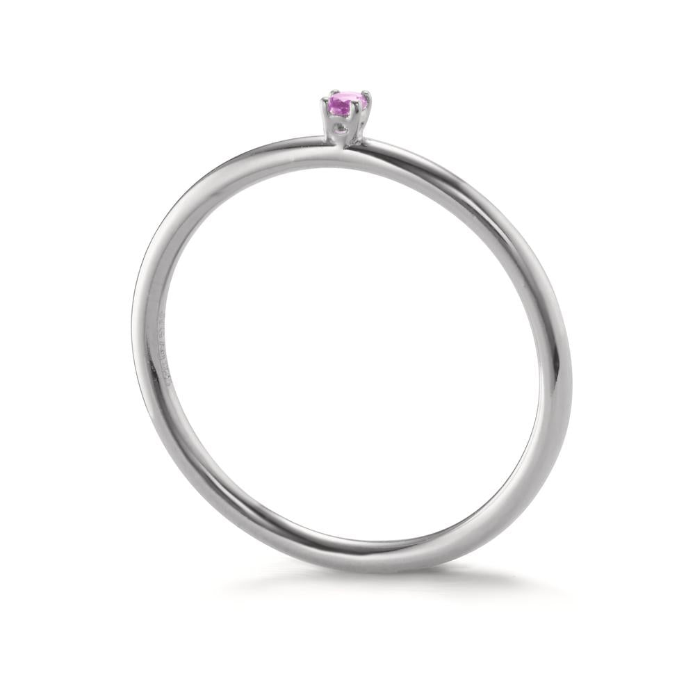 Bague à superposer Argent Zircone rose, 2 mm Rhodié